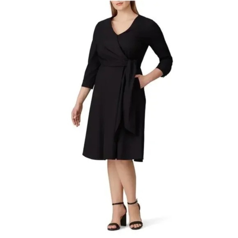 LAFAYETTE 148 Black Pleated Penelope Wrap Dress Size 10